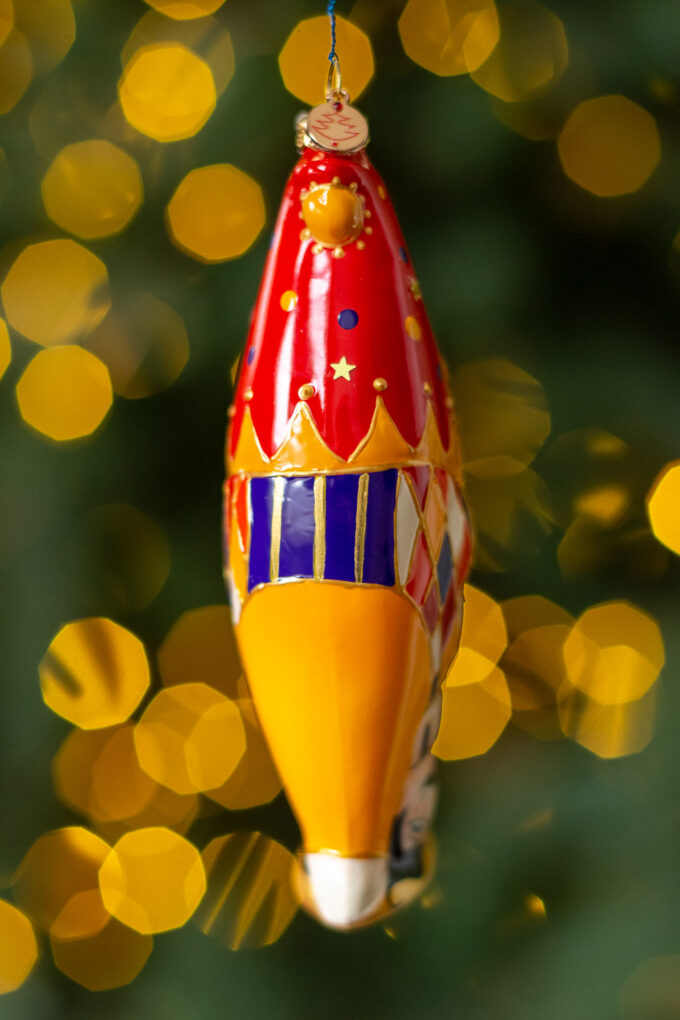 Стеклянная Елочная игрушка Акробат Арлекин Эквилибрист Цирк Шапито красный оранжевый Стекло XMAS TOYS