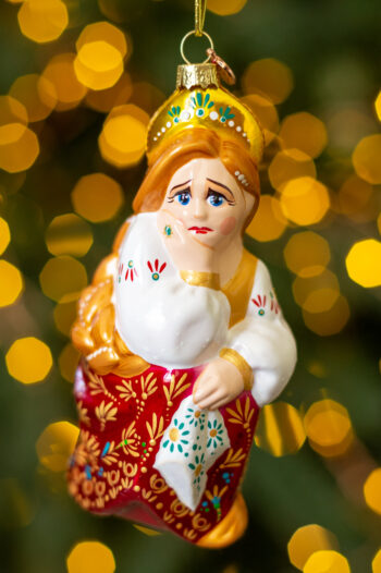 Елочная игрушка Царевна-Несмеяна, XMAS TOYS, ручная работа, стеклянная елочная игрушка