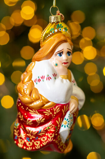 Елочная игрушка Царевна-Несмеяна, XMAS TOYS, ручная работа, стеклянная елочная игрушка