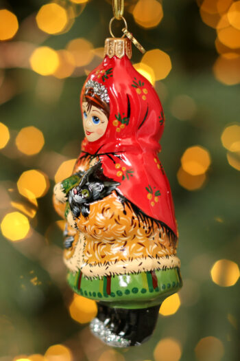 Даренка с кошкой муренкой, Сказы Бажова, Елочная игрушка XMAS TOYS из стекла, Падарок, Коллекционные елочные игрушки