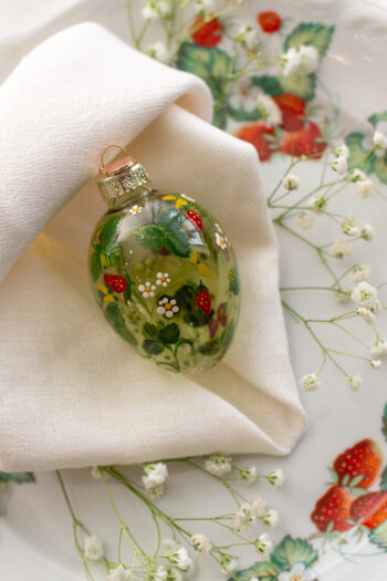 Расписное Яйцо Земляничка. Пасхальные стеклянные яйца украшение стекло Пасхальный декор Прозрачные цветные стеклянные яйца Пасха XMAS TOYS