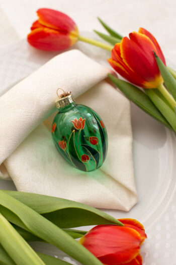 Расписное Яйцо Тюльпаны. Пасхальные стеклянные яйца украшение стекло Пасхальный декор Прозрачные цветные стеклянные яйца Пасха XMAS TOYS