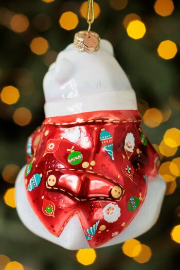 Елочные игрушки XMAS TOYS Лесные музыканты Белый медведь Концертный пиджак Саксофон музыкант Подарок Саксофонисту Красный пиджак с елочными игрушками Новогодний костюм