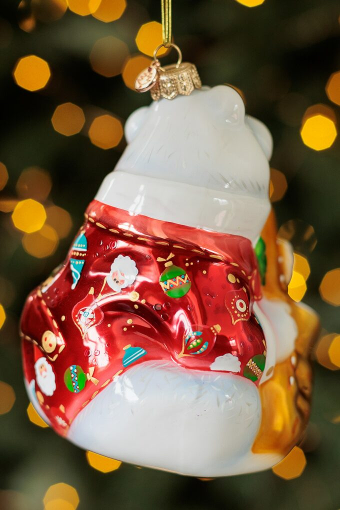 Елочные игрушки XMAS TOYS Лесные музыканты Белый медведь Концертный пиджак Саксофон музыкант Подарок Саксофонисту Красный пиджак с елочными игрушками Новогодний костюм