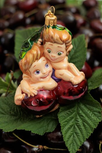 Эльф близнецы вишенки садовые эльфы елочные игрушки XMAS TOYS