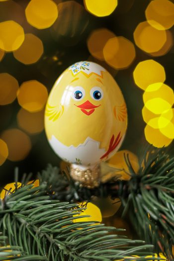 Яйцо на прищепке, вылупившийся птенец стекло, XMAS TOYS